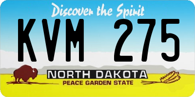 ND license plate KVM275