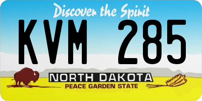 ND license plate KVM285