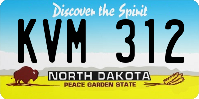 ND license plate KVM312