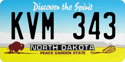 ND license plate KVM343