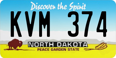 ND license plate KVM374