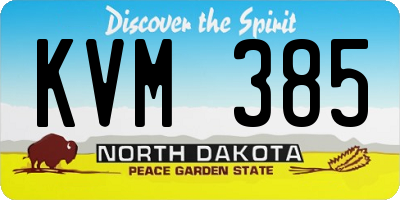 ND license plate KVM385