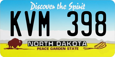 ND license plate KVM398