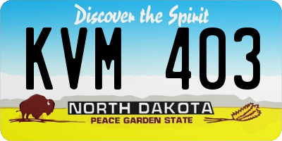 ND license plate KVM403
