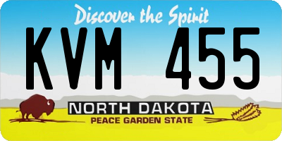 ND license plate KVM455