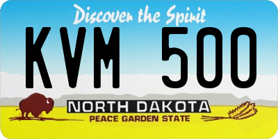 ND license plate KVM500
