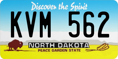 ND license plate KVM562