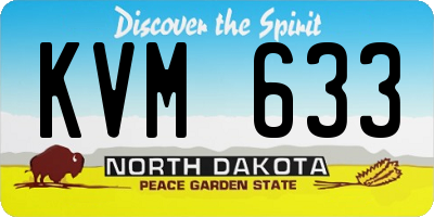 ND license plate KVM633