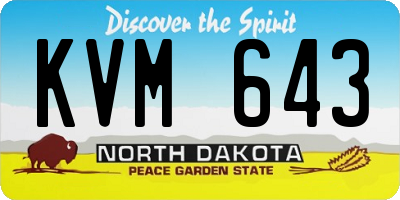ND license plate KVM643
