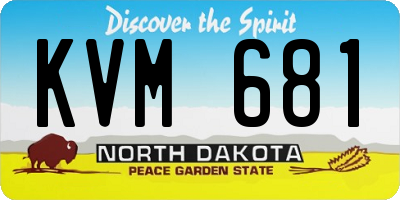 ND license plate KVM681