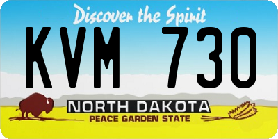 ND license plate KVM730