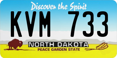 ND license plate KVM733