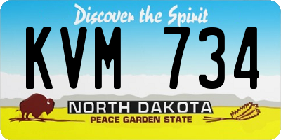 ND license plate KVM734