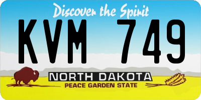 ND license plate KVM749