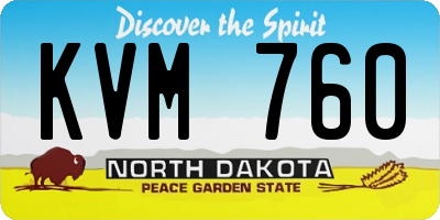 ND license plate KVM760