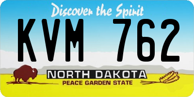 ND license plate KVM762