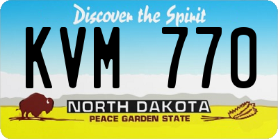 ND license plate KVM770