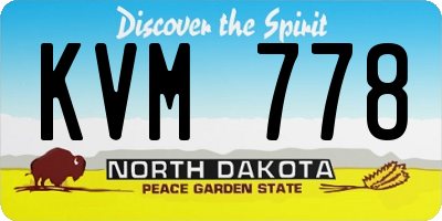ND license plate KVM778