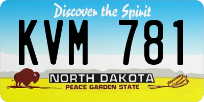 ND license plate KVM781