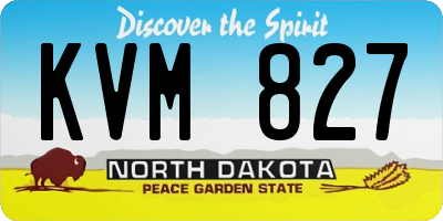 ND license plate KVM827