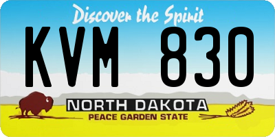 ND license plate KVM830