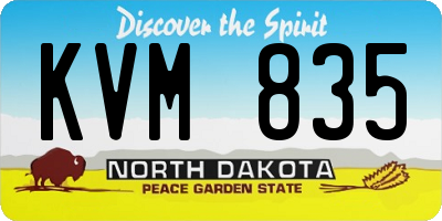 ND license plate KVM835