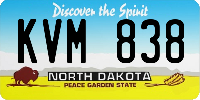 ND license plate KVM838