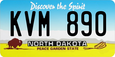 ND license plate KVM890