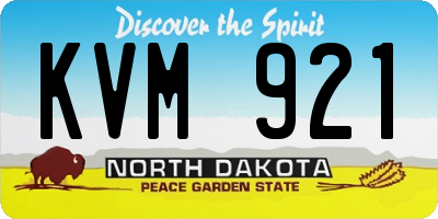 ND license plate KVM921