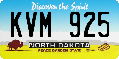 ND license plate KVM925