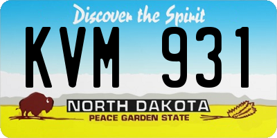 ND license plate KVM931