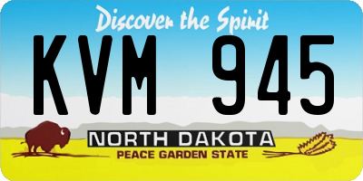ND license plate KVM945
