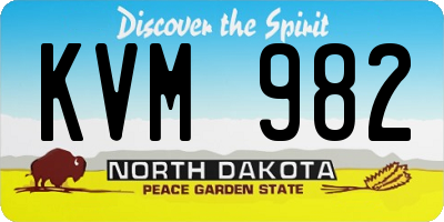 ND license plate KVM982