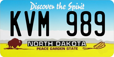 ND license plate KVM989