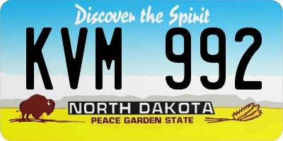 ND license plate KVM992