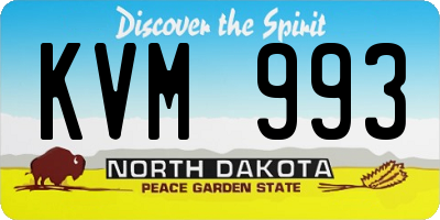 ND license plate KVM993