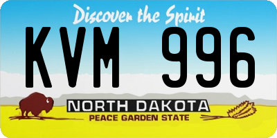 ND license plate KVM996
