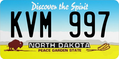 ND license plate KVM997