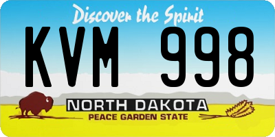 ND license plate KVM998