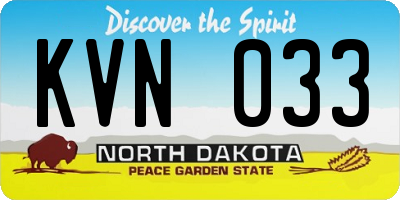 ND license plate KVN033