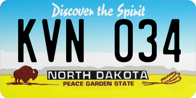 ND license plate KVN034