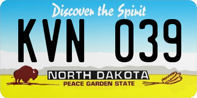 ND license plate KVN039