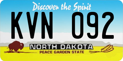 ND license plate KVN092