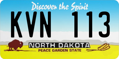 ND license plate KVN113