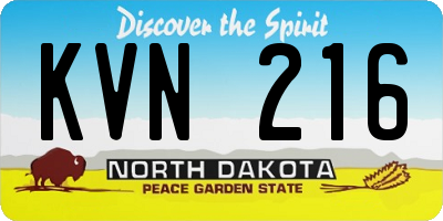 ND license plate KVN216