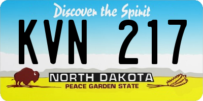 ND license plate KVN217