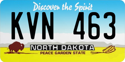 ND license plate KVN463