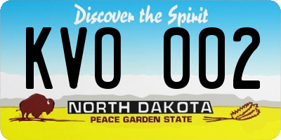 ND license plate KVO002