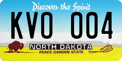 ND license plate KVO004