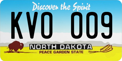 ND license plate KVO009
